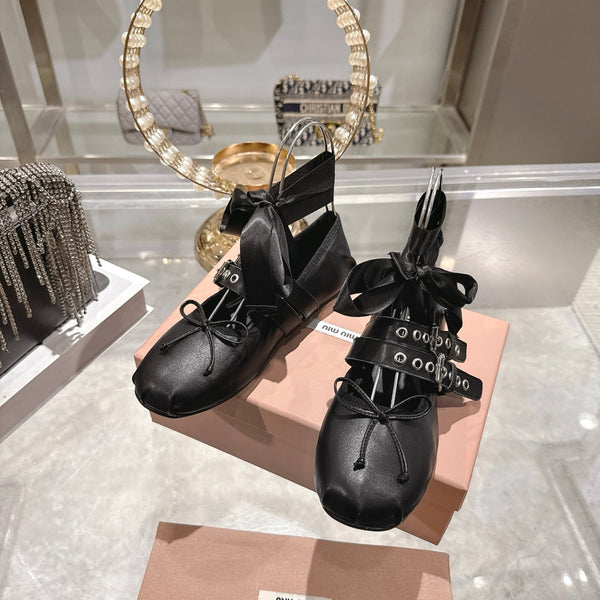 Miu 26s Ballerinas Black Leather 679786
