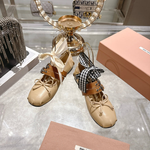 Miu 26s Ballerinas Beige Leather 679787
