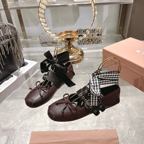 Miu 26s Ballerinas Chocolate Leather 679788