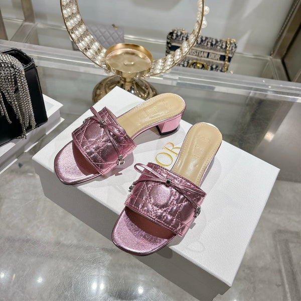 CD 26s Slippers Metallic Pink Beige Calfskin 679868