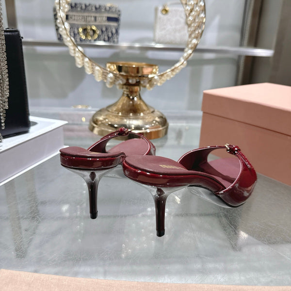 Miu Mules With Buckle Burgundy Patent Leather 751337