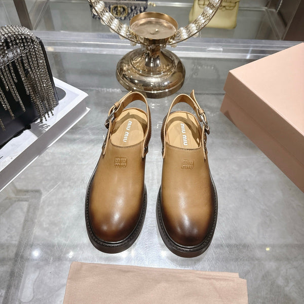 Miu 26s Clogs Ankle-strap Beige Leather 951507