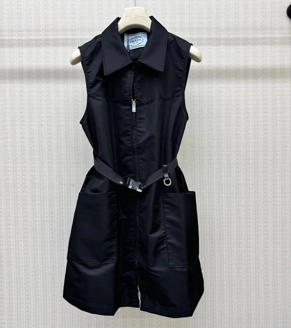 Pra 2026 Belted Sleeveless Utility Dress Black Polyamide 399118