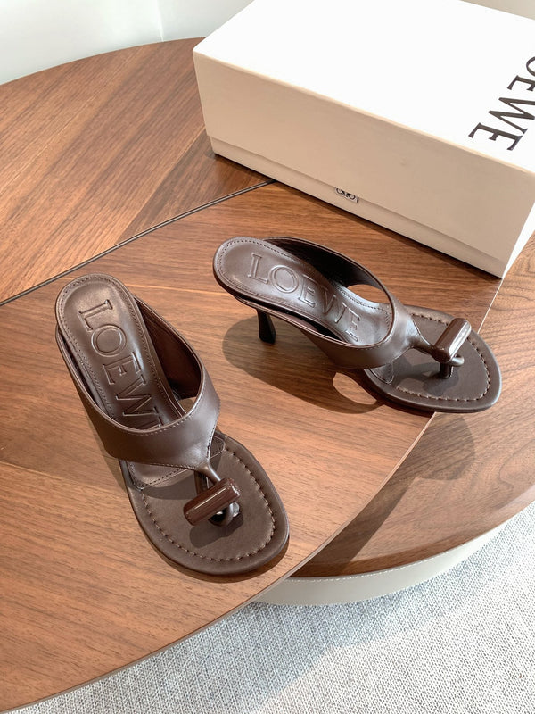 Loew Toggle Sandals 9cm Coffee Leather 878023