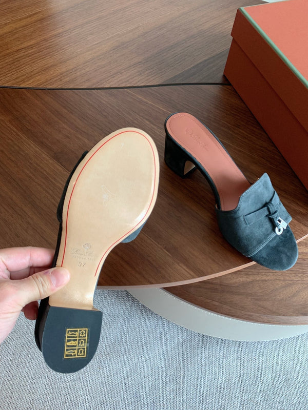 LP 26s Summer Mule Heels 60mm In Dark Grey Suede