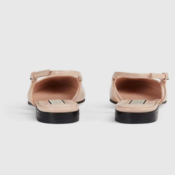 Ballerine slingback in vernice GG Double G color crema lucido e nude