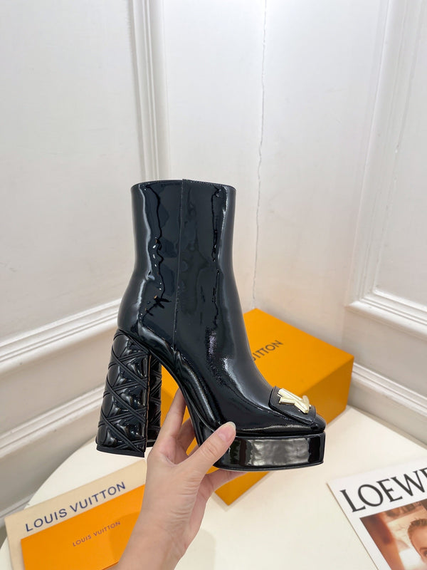 Stivaletto LV Shake Platform 120mm in pelle di vitello nera lucida