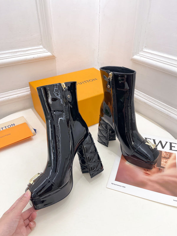 Stivaletto LV Shake Platform 120mm in pelle di vitello nera lucida