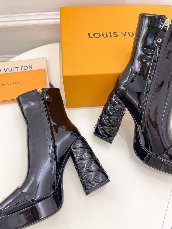 Stivaletto LV Shake Platform 120mm in pelle di vitello nera lucida