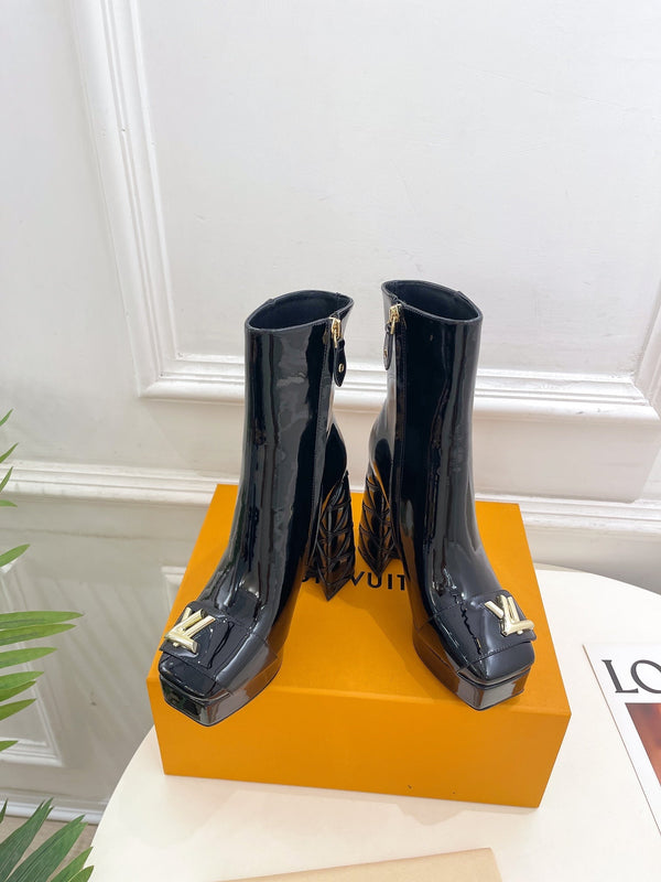 Stivaletto LV Shake Platform 120mm in pelle di vitello nera lucida