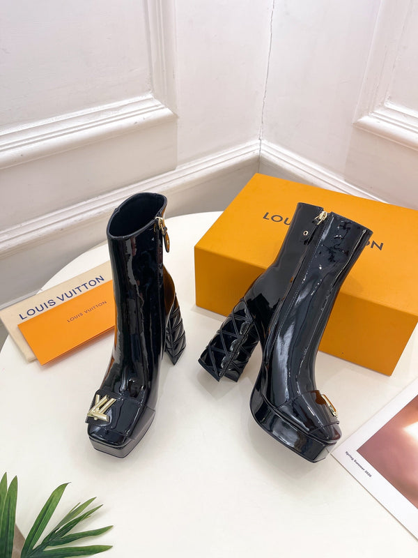 Stivaletto LV Shake Platform 120mm in pelle di vitello nera lucida