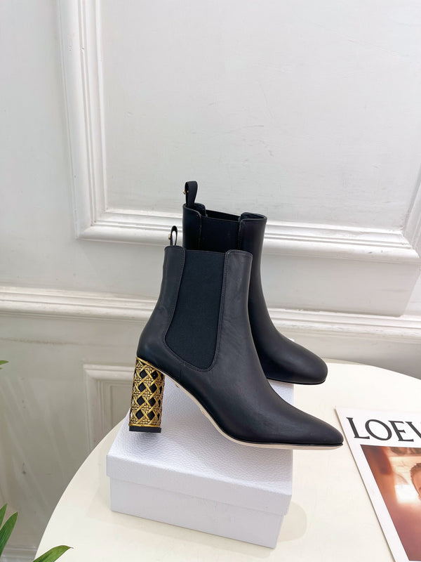 CD Icon Heeled Ankle Boot 80mm Black Calfskin