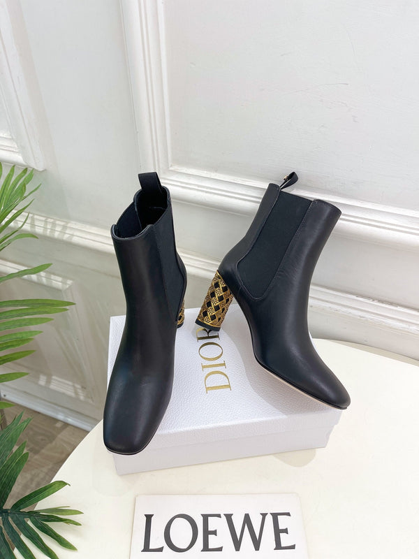 CD Icon Heeled Ankle Boot 80mm Black Calfskin