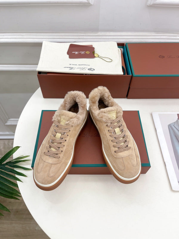 Sneaker LP Tennis Walk in pelle scamosciata marrone chiaro foderata in pile di lana 988272