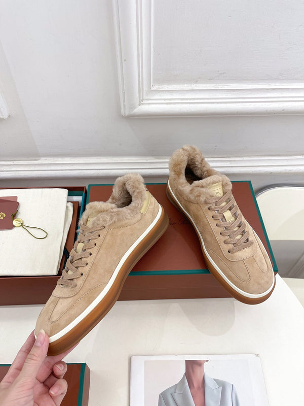 Sneaker LP Tennis Walk in pelle scamosciata marrone chiaro foderata in pile di lana 988272