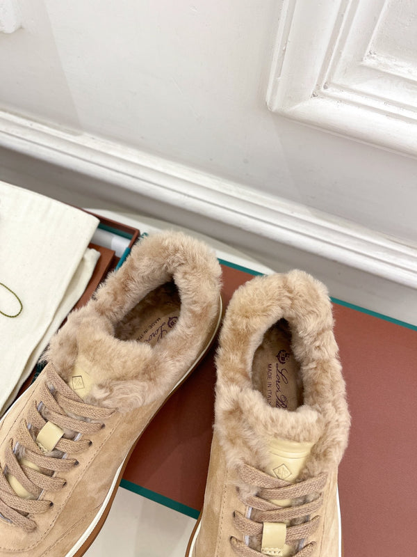 Sneaker LP Tennis Walk in pelle scamosciata marrone chiaro foderata in pile di lana 988272