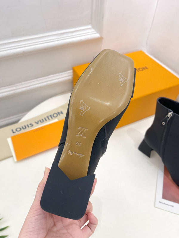 STIVALETTI TACCO BLOCK 5,5 CM IN VITELLO PEPPLE NERO