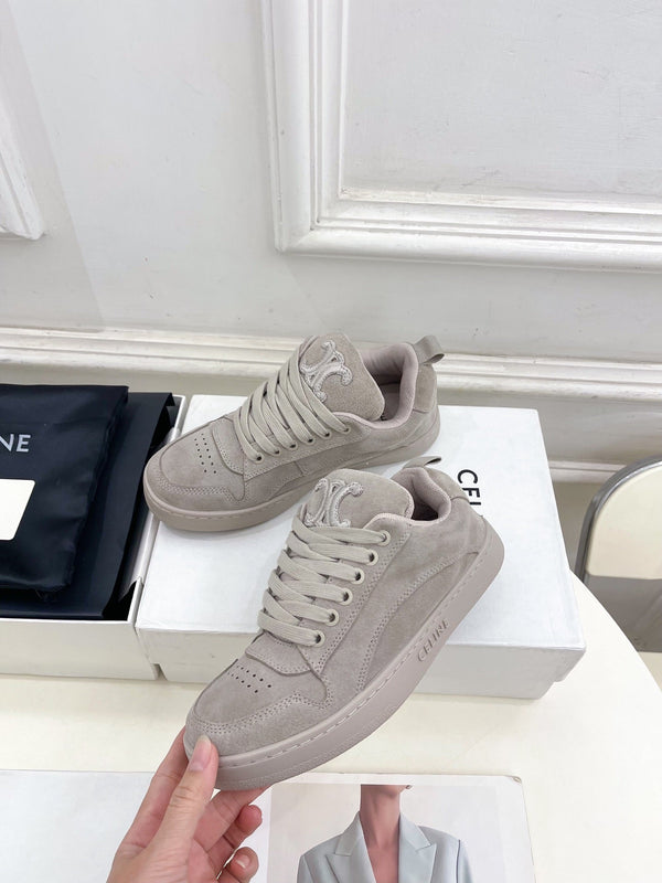 SNEAKER HUNTINGTON BASSA CON LACCI IN CAMOSCIO E RETE GRIGIO PASTELLO