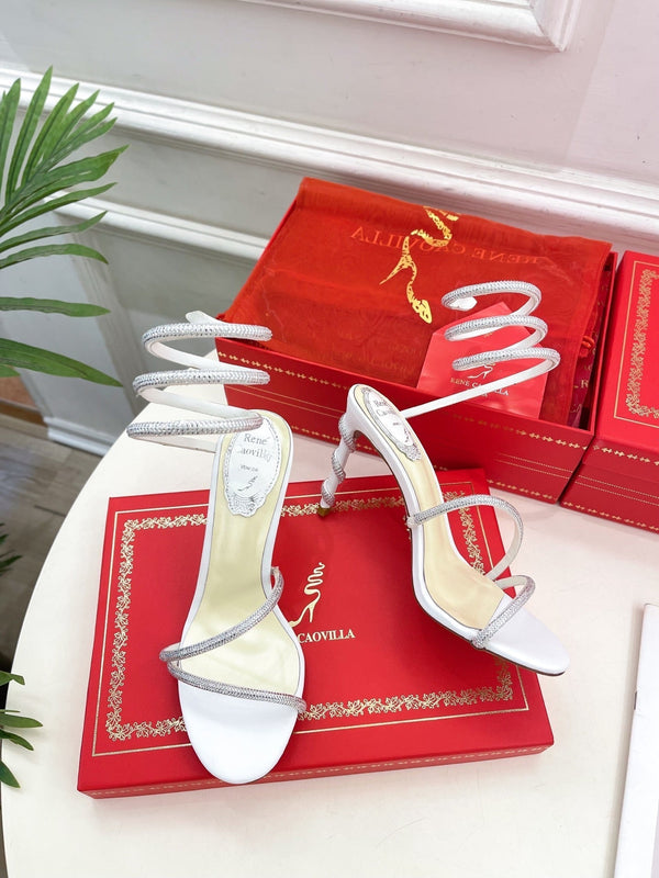 RC 25 Crystal Diamond Snake-Shaped High-Heeled White Silk Rhinestones 253543