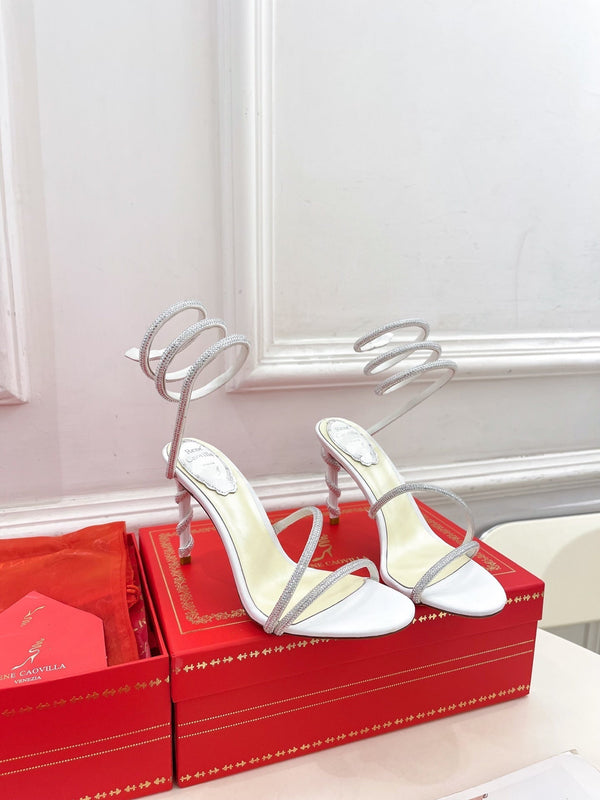 RC 25 Crystal Diamond Snake-Shaped High-Heeled White Silk Rhinestones 253543