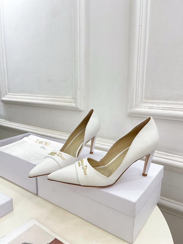 CD 25 Pump High Heels White Calfskin 307421