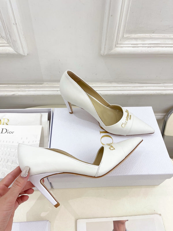 CD 25 Pump High Heels White Calfskin 307421