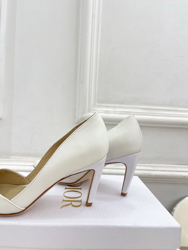 CD 25 Pump High Heels White Calfskin 307421