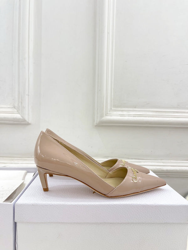 CD 25 Pump High Heels Pink Nude Patent Leather 307424