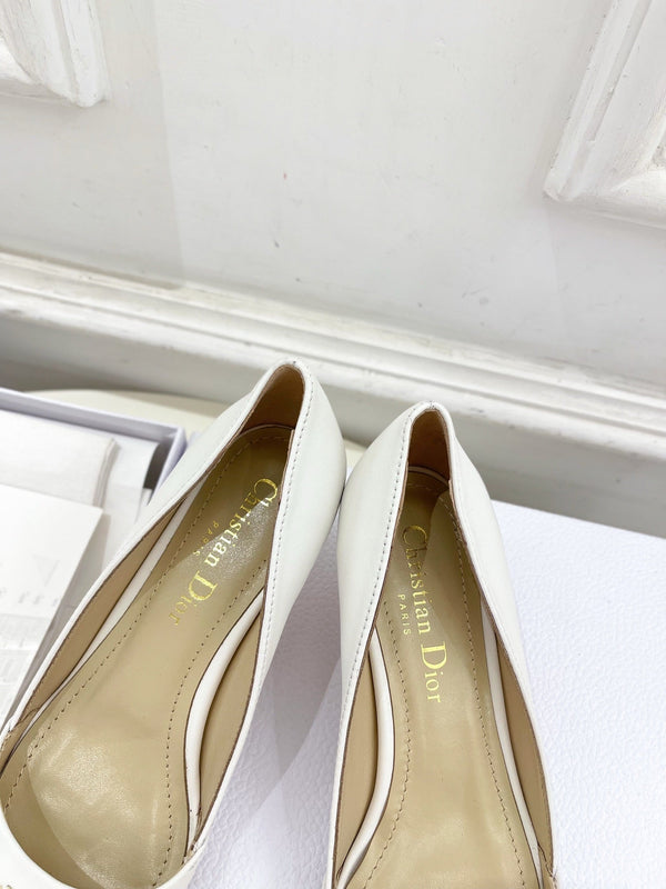 CD 25 Pump High Heels White Calfskin 307421