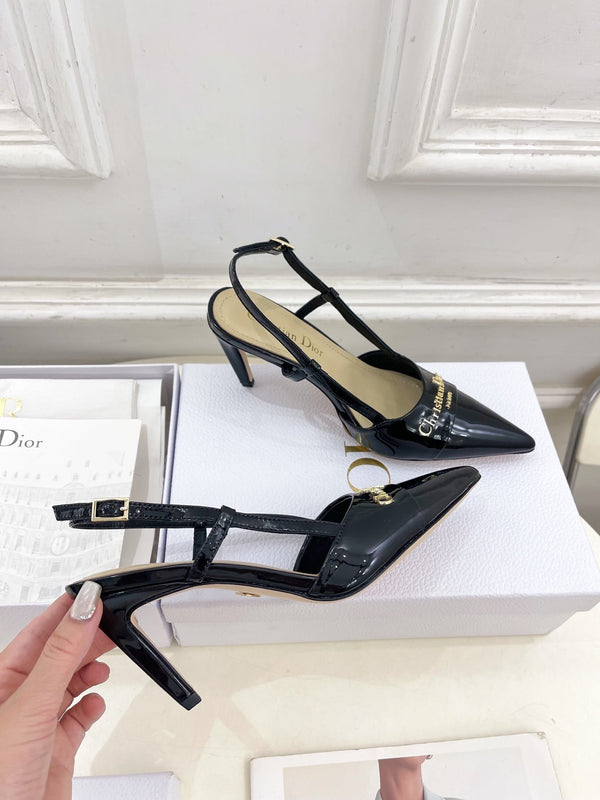 CD 25 Slingback Heel Black Patent Leather 307428
