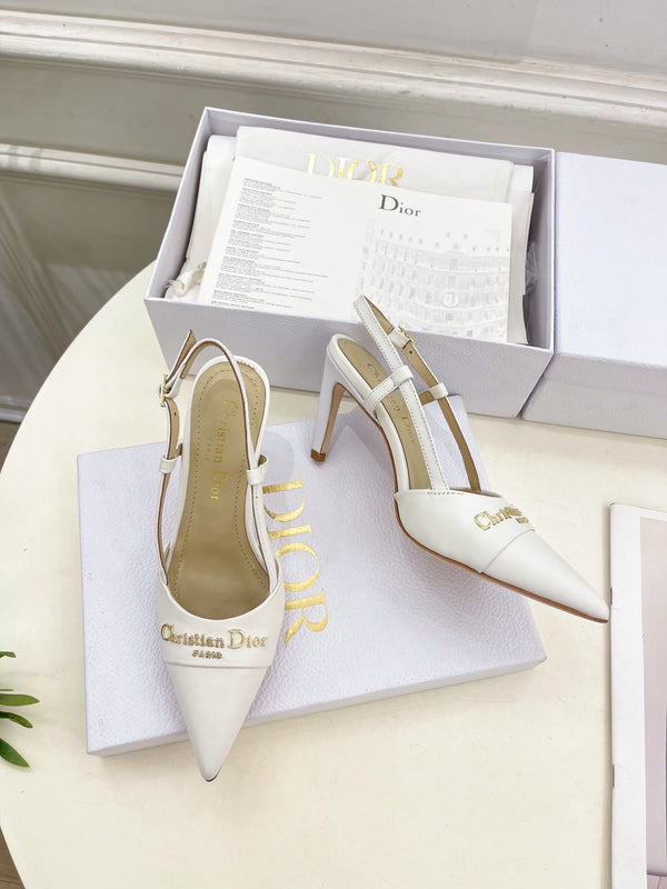 CD 25 Slingback Heel White Leather 307437