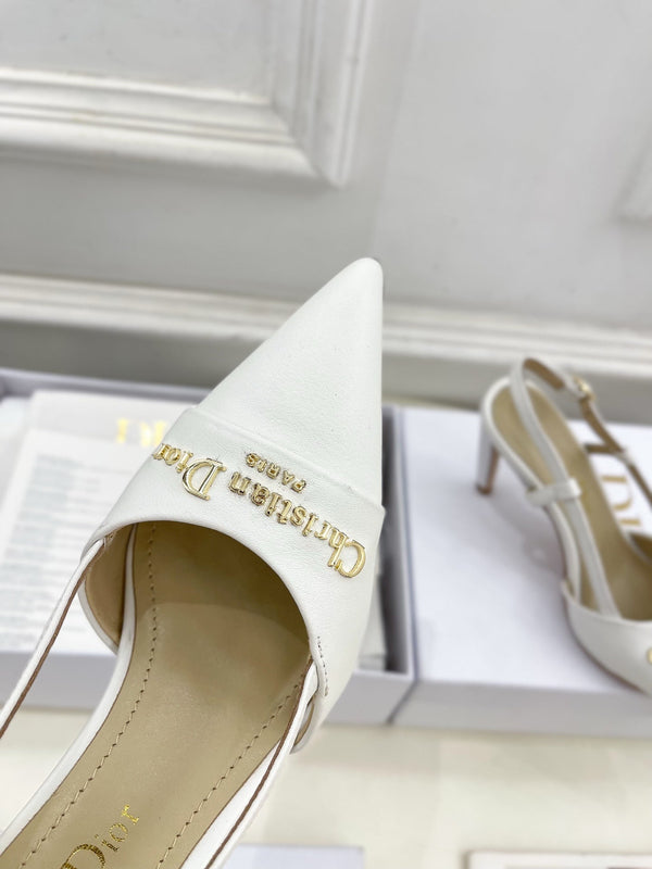 CD 25 Slingback Heel White Calfskin 307432