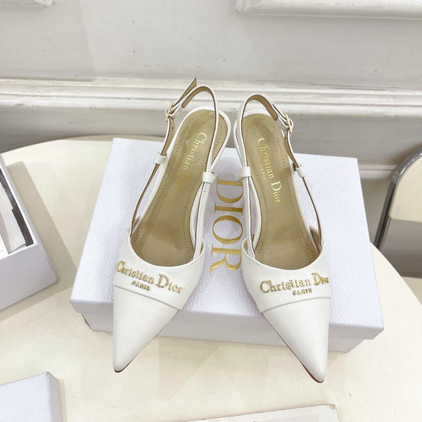 CD 25 Slingback Heel White Calfskin 307432