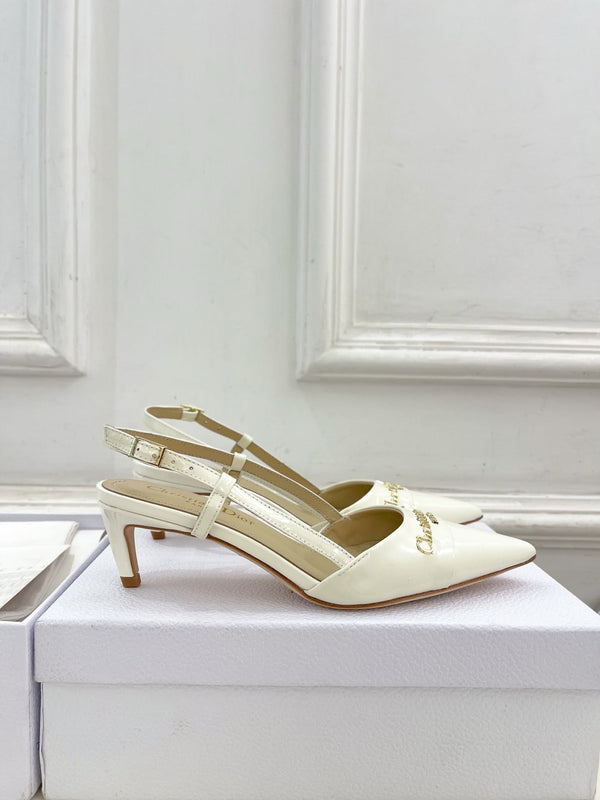CD 25 Slingback Heel White Calfskin 307432