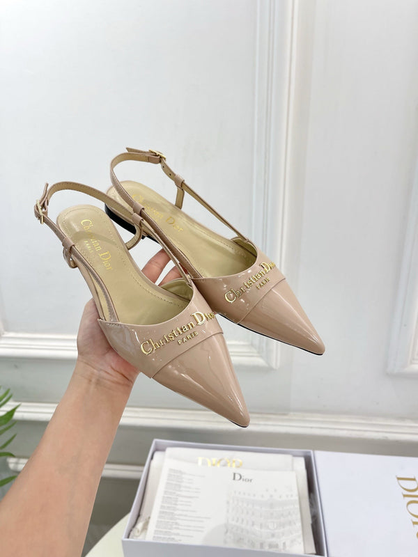 CD 25 Slingback Flat Nude Pink Patent Leather 307440