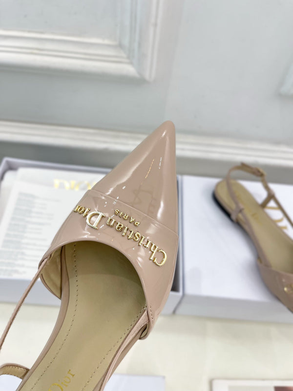 CD 25 Slingback Flat Nude Pink Patent Leather 307440
