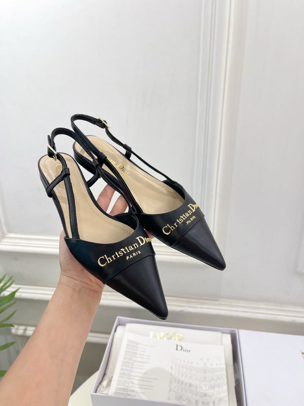 CD 25 Slingback Flat Black Calfskin 307441