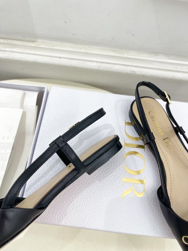 CD 25 Slingback Flat Black Calfskin 307441