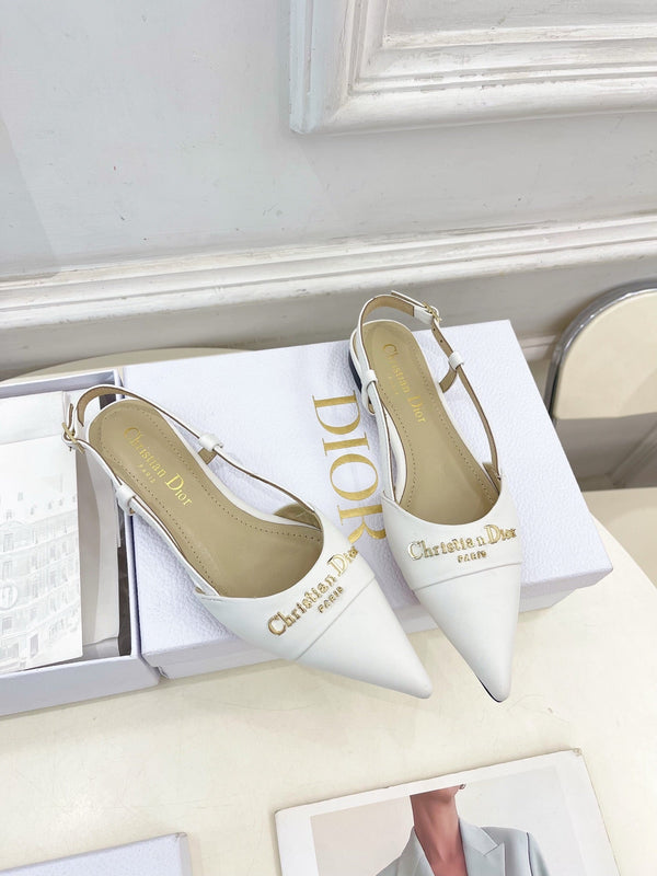 CD 25 Slingback Flat White Calfskin 307442