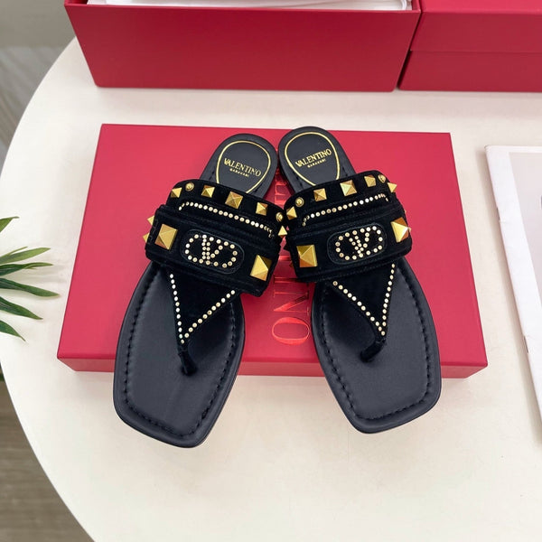 Plaster Caster Buffalo Thong Sandal Black Suede Calfskin And Cowhide 307472