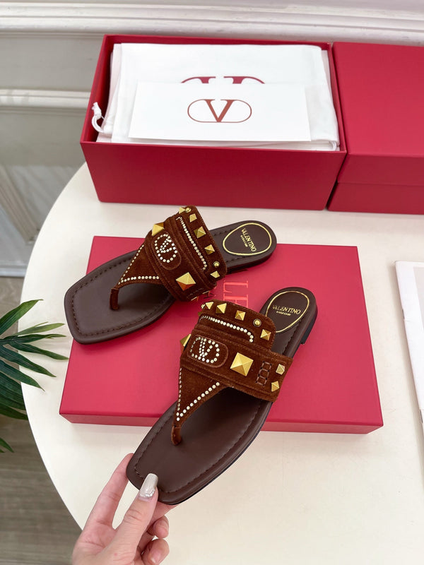 Plaster Caster Buffalo Thong Sandal Rust Suede Calfskin And Cowhide 307473