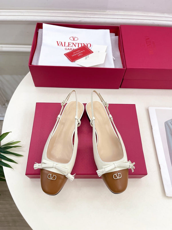 Valet Du Roi Slingback Pumps 20mm White Tan Goatskin 307482