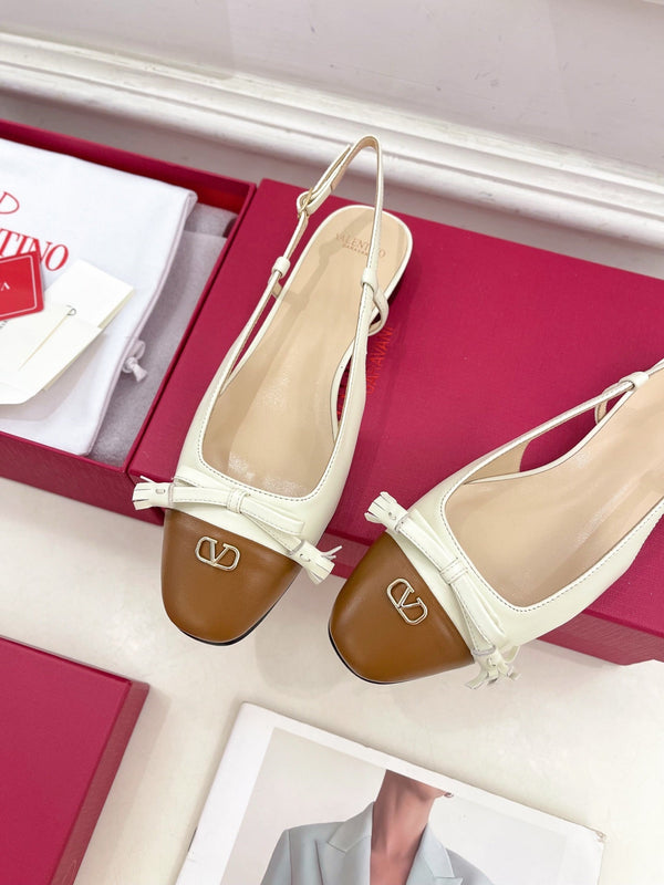 Valet Du Roi Slingback Pumps 20mm White Tan Goatskin 307482