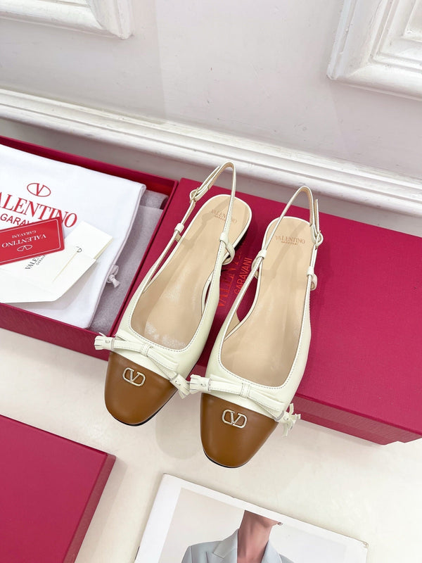 Valet Du Roi Slingback Pumps 20mm White Tan Goatskin 307482