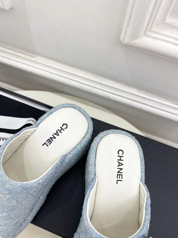 CC 25 Platform Slippers Blue Sheepskin 331006