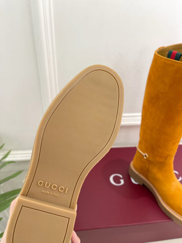 Gucci 25𝐬𝐬 hight boots mustard yellow suede 435370