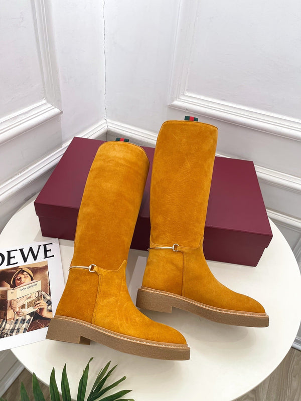 Gucci 25𝐬𝐬 hight boots mustard yellow suede 435370