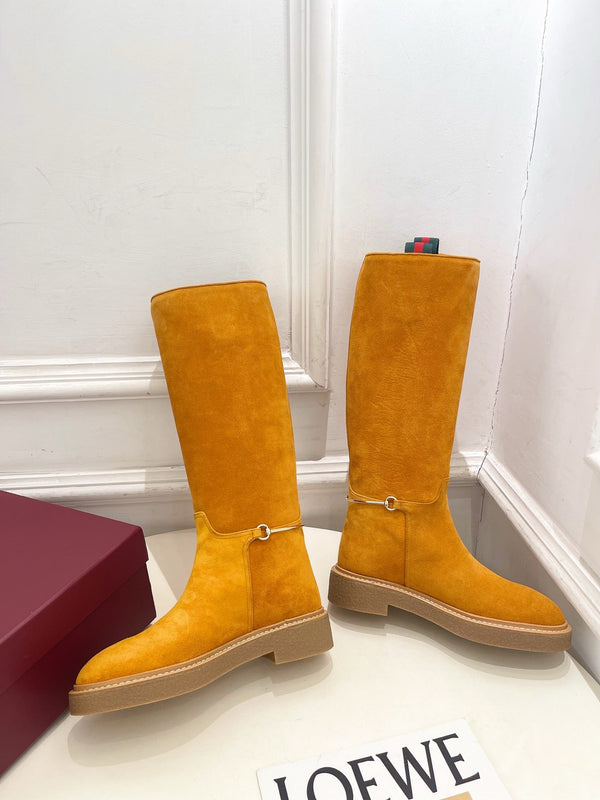 Gucci 25𝐬𝐬 hight boots mustard yellow suede 435370
