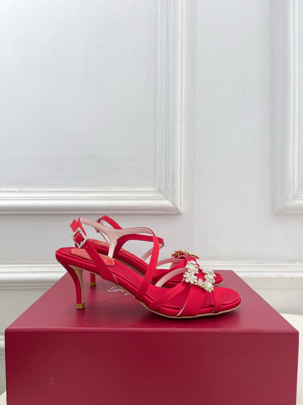 RV Efflorescence Sandals 6.5cm Red Satin 631971