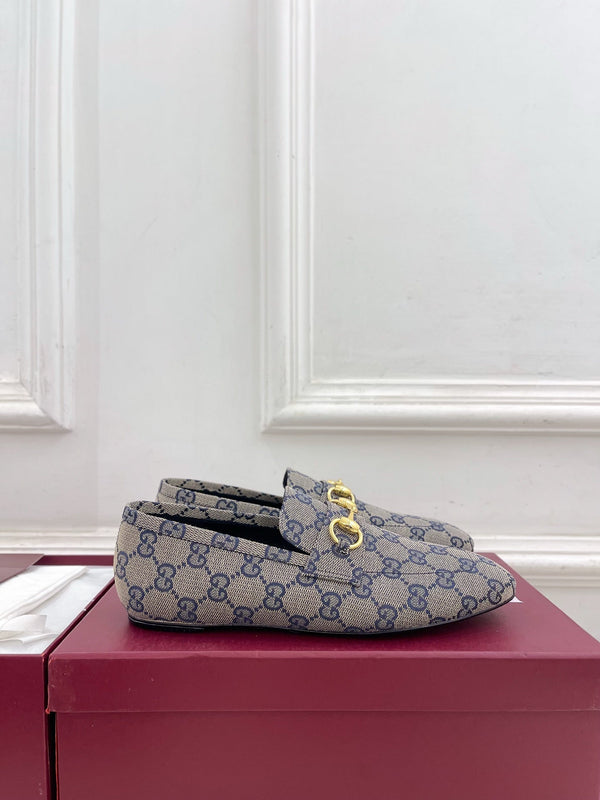 GG 26s Loafer With Horsebit Blue Grey Canvas 640288